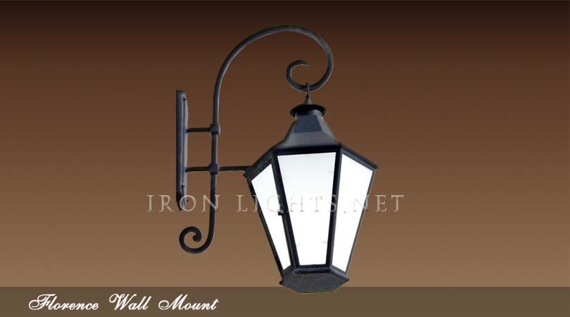 Wrought iron outdoor wall sconce