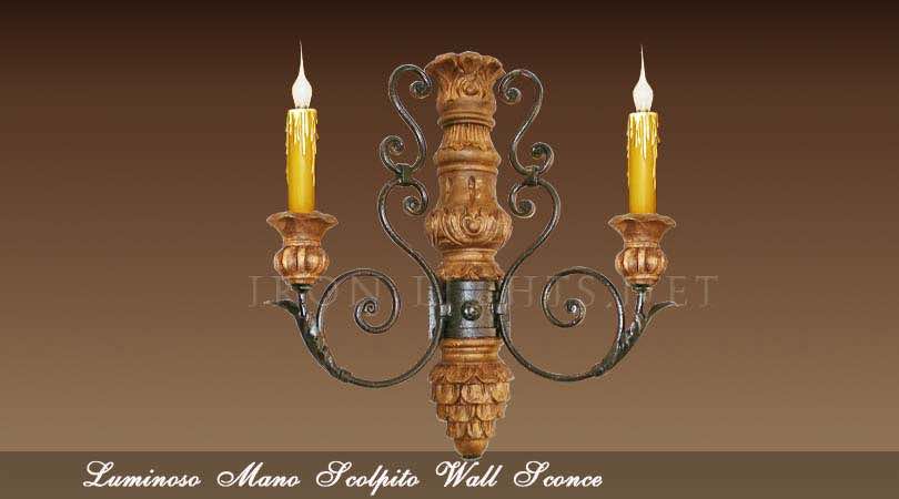 Wood Iron wall sconce