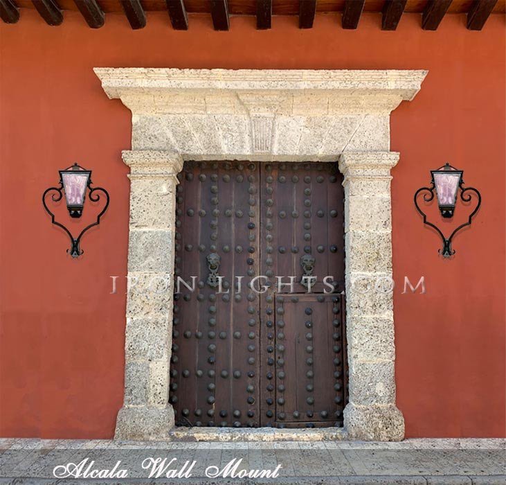 Alcala wall mount front entry Hacienda lighting Spanish style