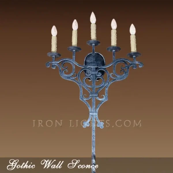 5-lights indoor gothic medieval sconce